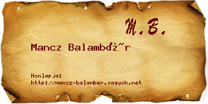 Mancz Balambér névjegykártya
